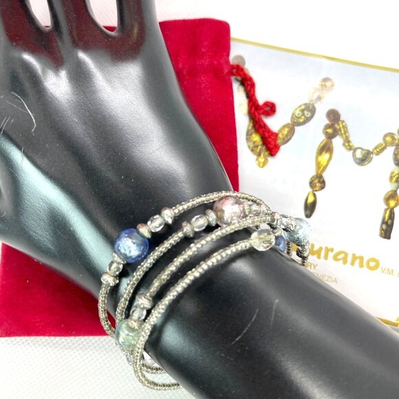 Vecchia Murano Venice Italy Glass Bead Memory Coil Bracelet Gift Bag Certificate - Picture 6 of 15